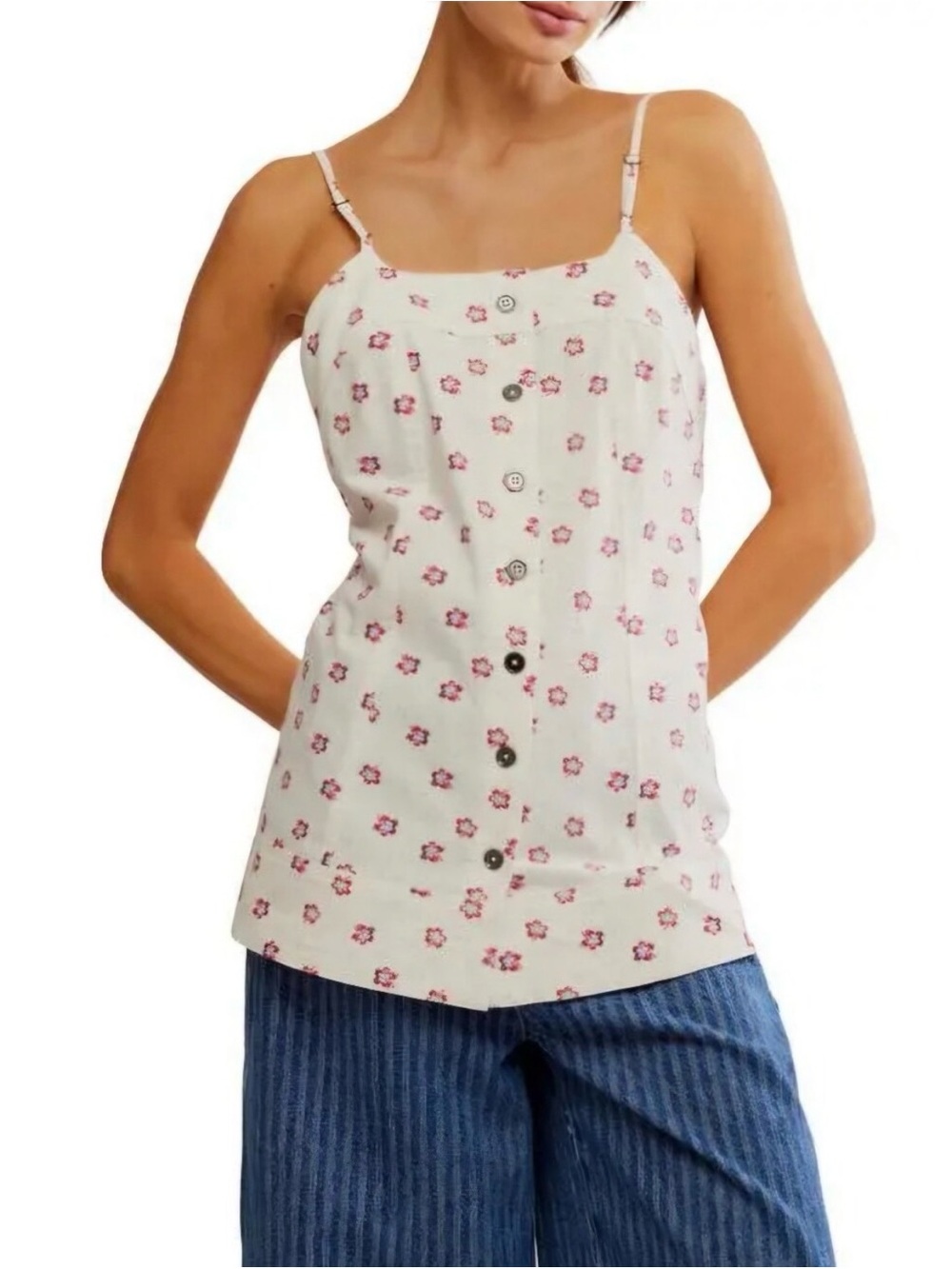 NWT Free People Maddie Ditsy Flowers Sleeveless Straps Tank Top for Fall M